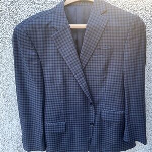Peter Millar blue and navy plaid sports coat size 42 S